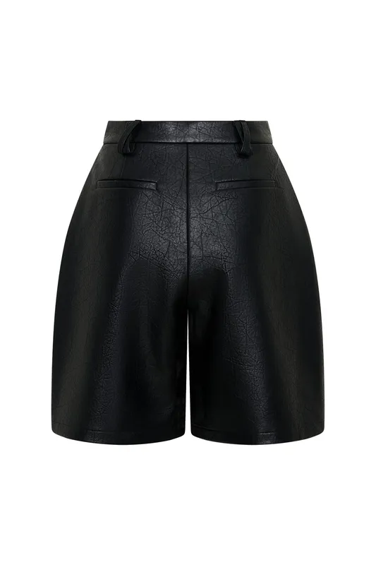 Faux Leather Bermuda Shorts