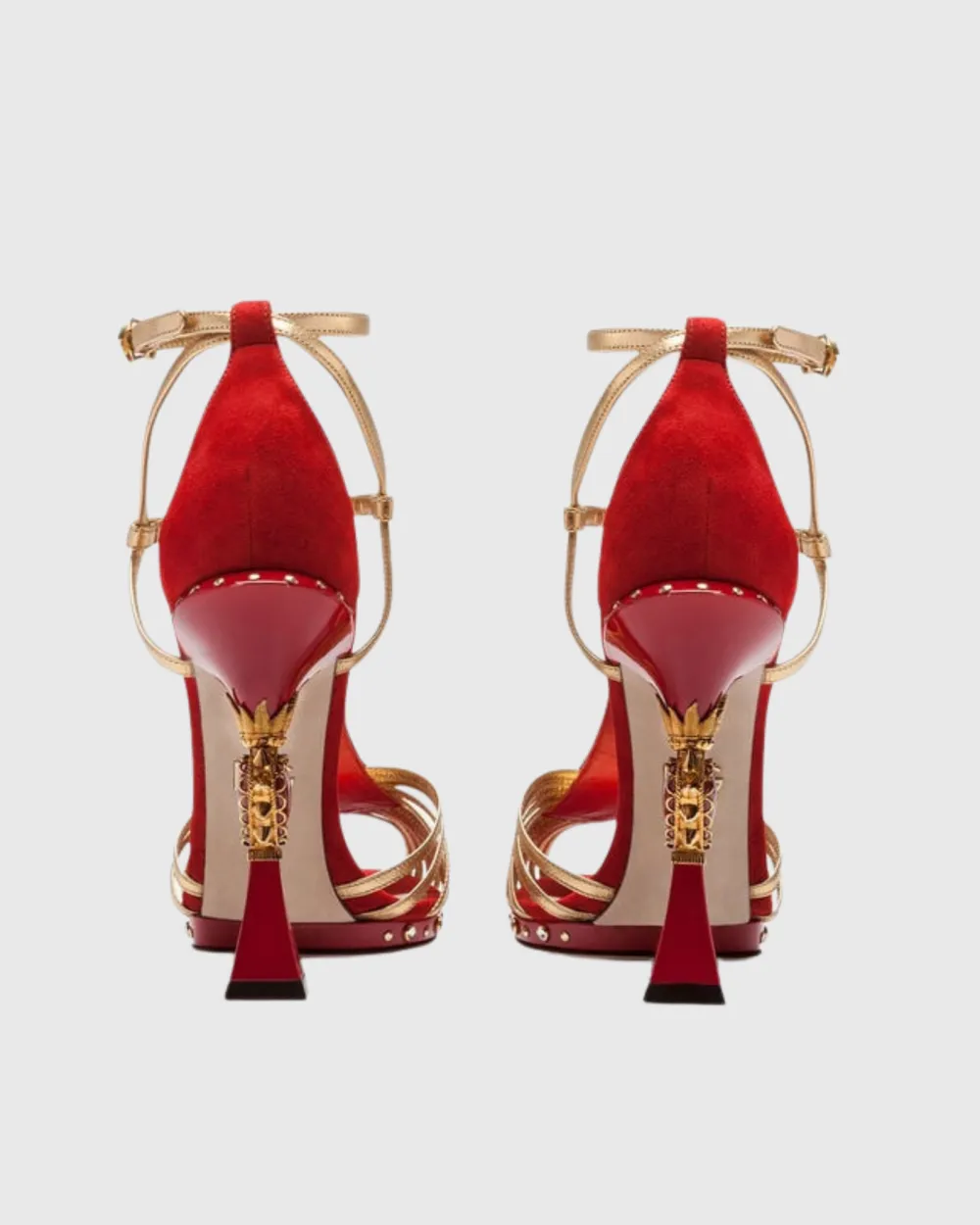 Cage Heart Sculptural Heels in Red