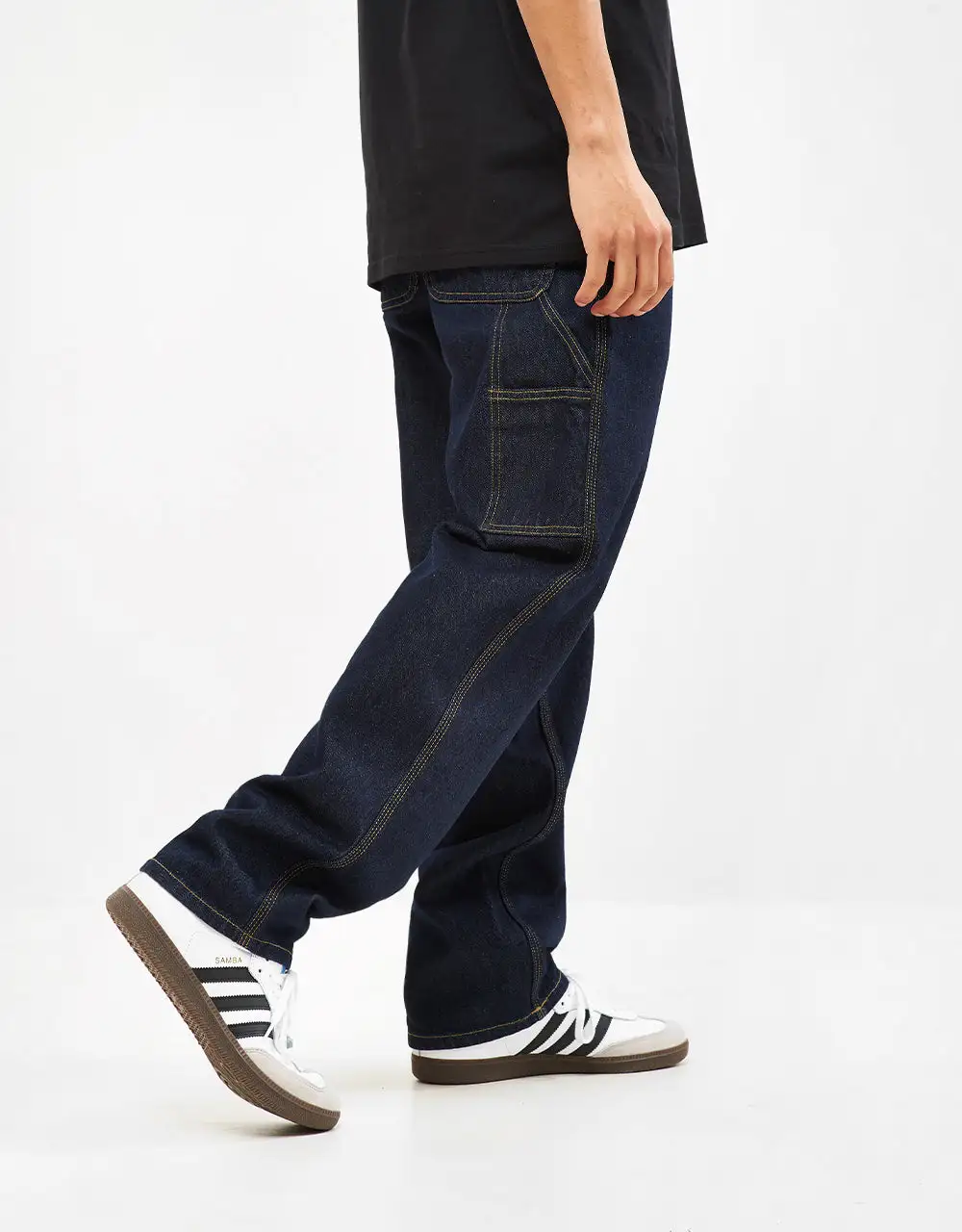 Rinsed Relaxed Single Knee Denim Jeans