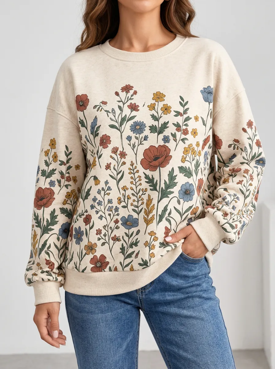 Women's Wildflower Print Everyday Crewneck