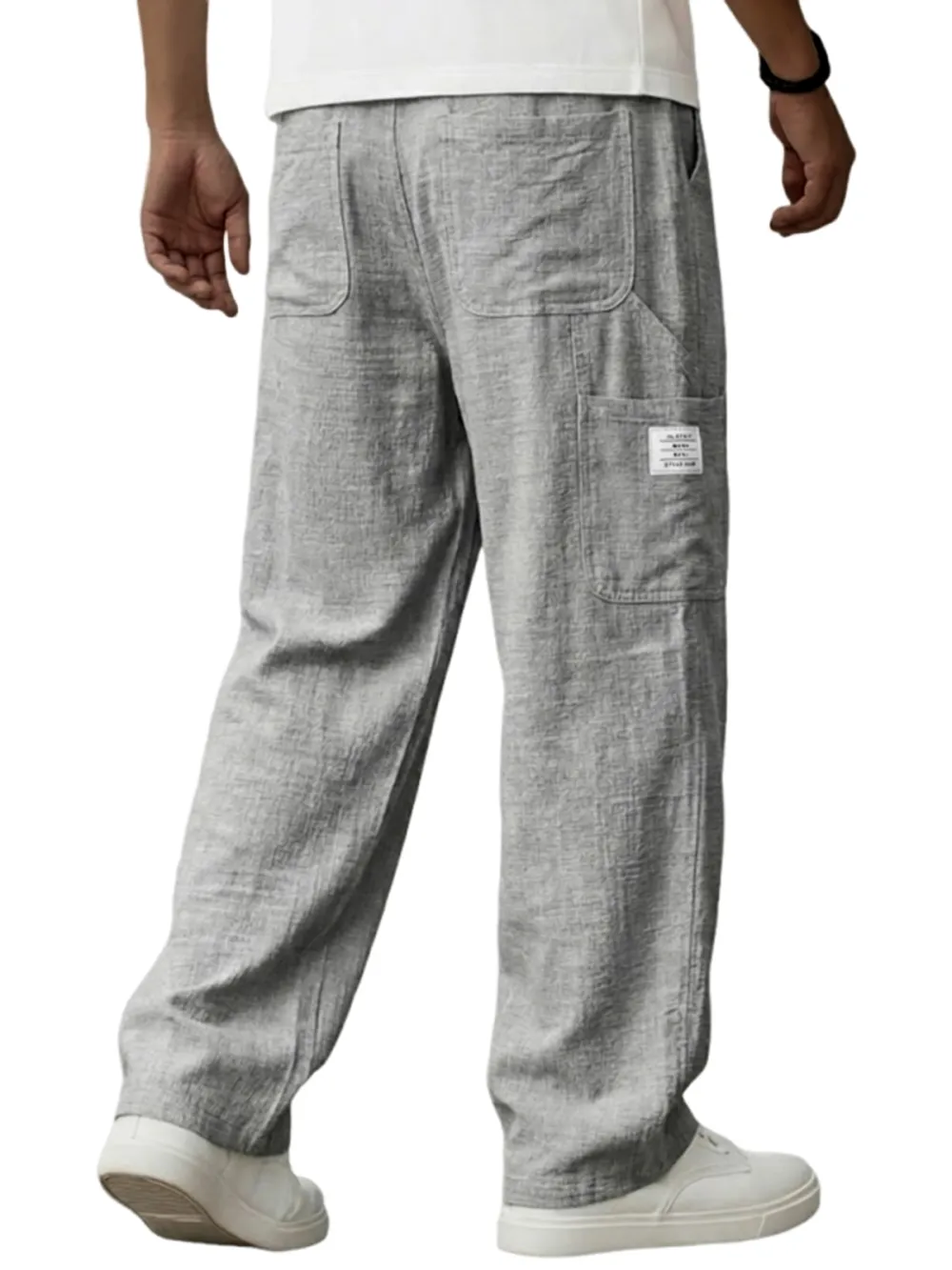 Linen Blend Utility Pocket Trousers