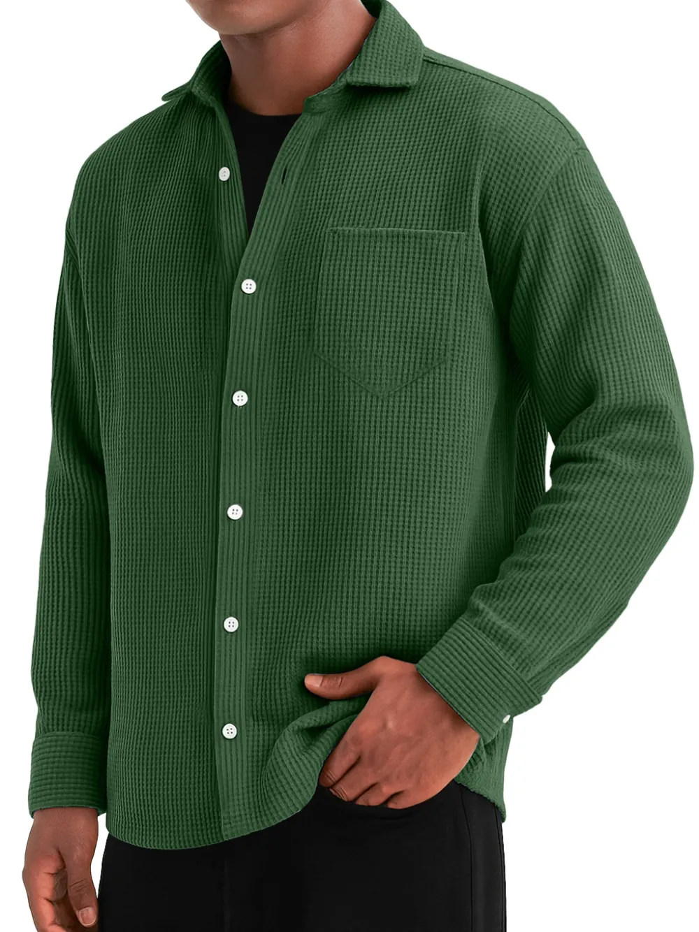 Comfort Fit Textured Knit Pocket Shirt