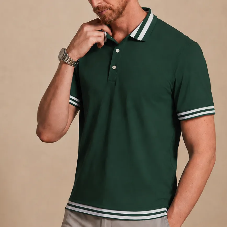 Casual Performance Short Sleeve Button Up Polo Shirt