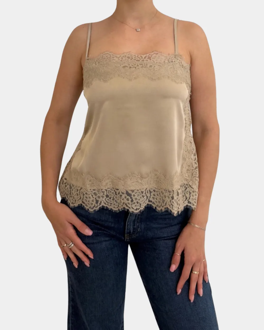 Satin Lace Trim Cami