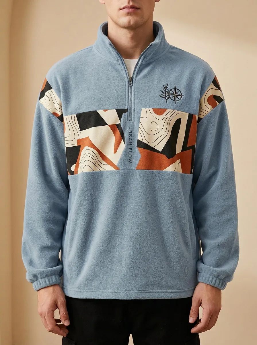 Half-Zip Topographic Abstract Men's Half-Zip Sweatshirt