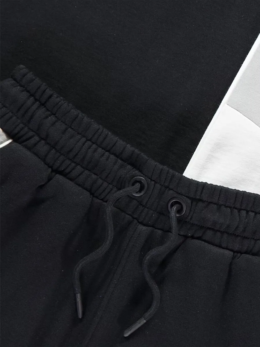 White/Black Block Panel T-Shirt and Shorts Set