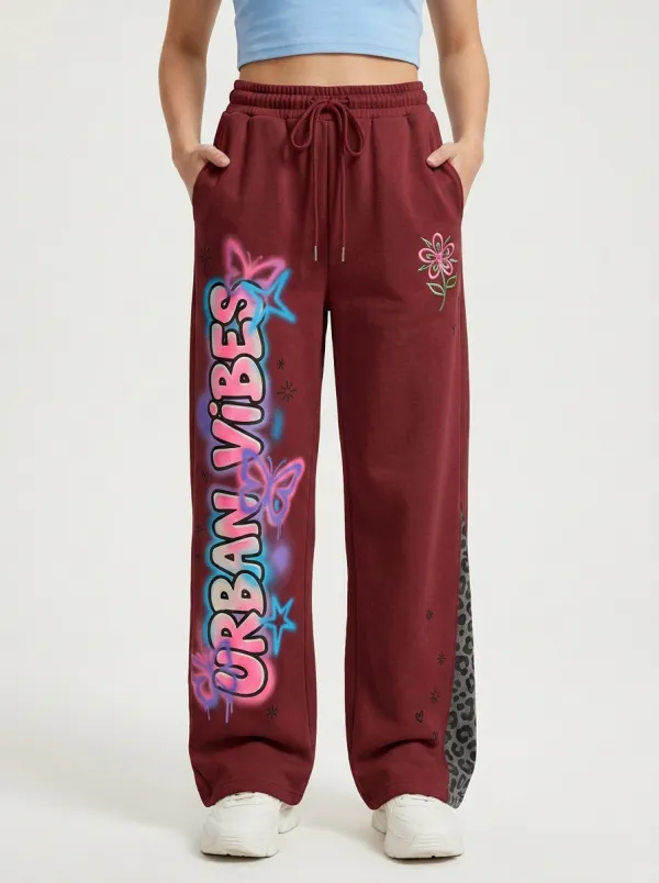 Women's Streetwear Urban Vibes Butterfly Graffiti Printed Sweatpants