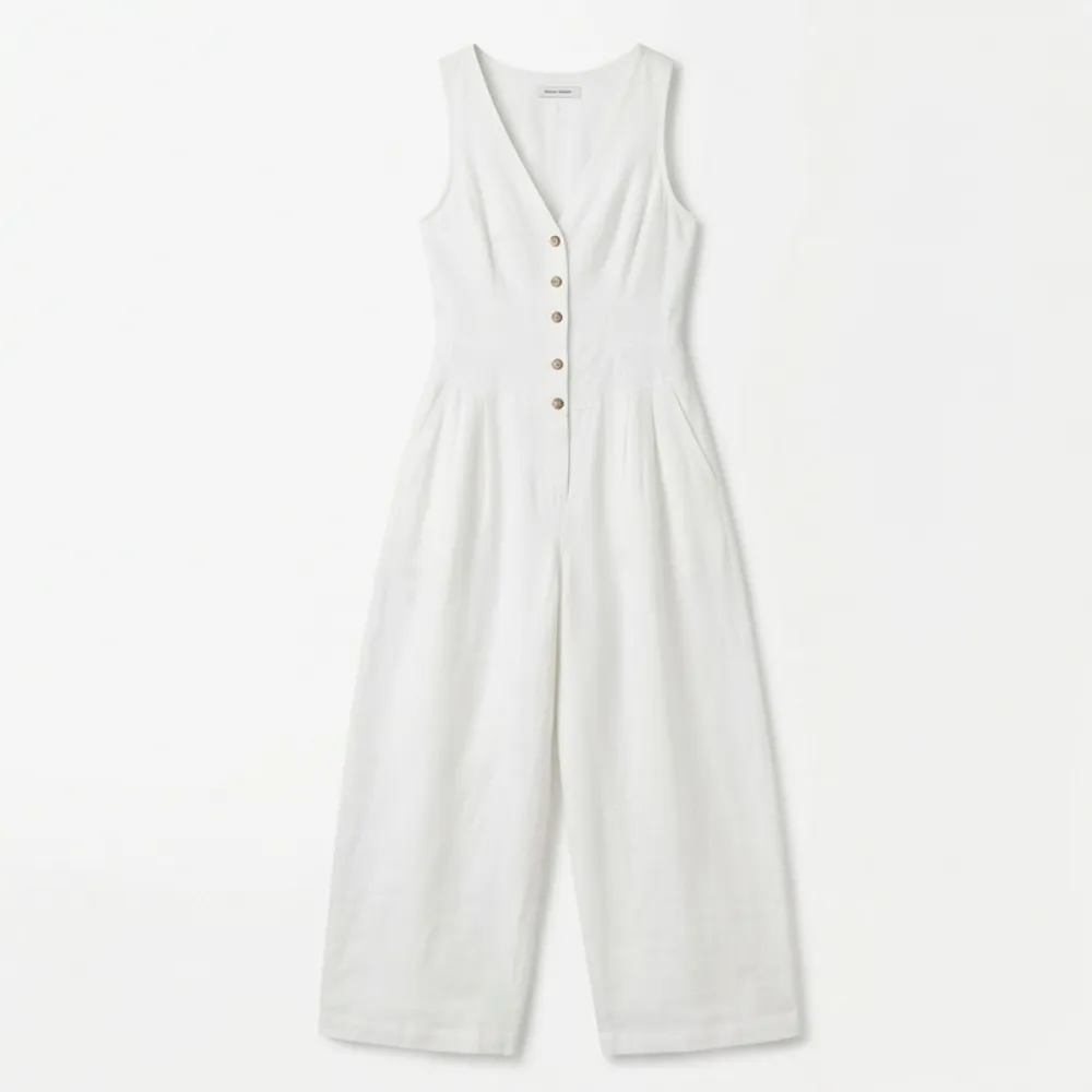 Button Front Wide Leg Jumpsuit