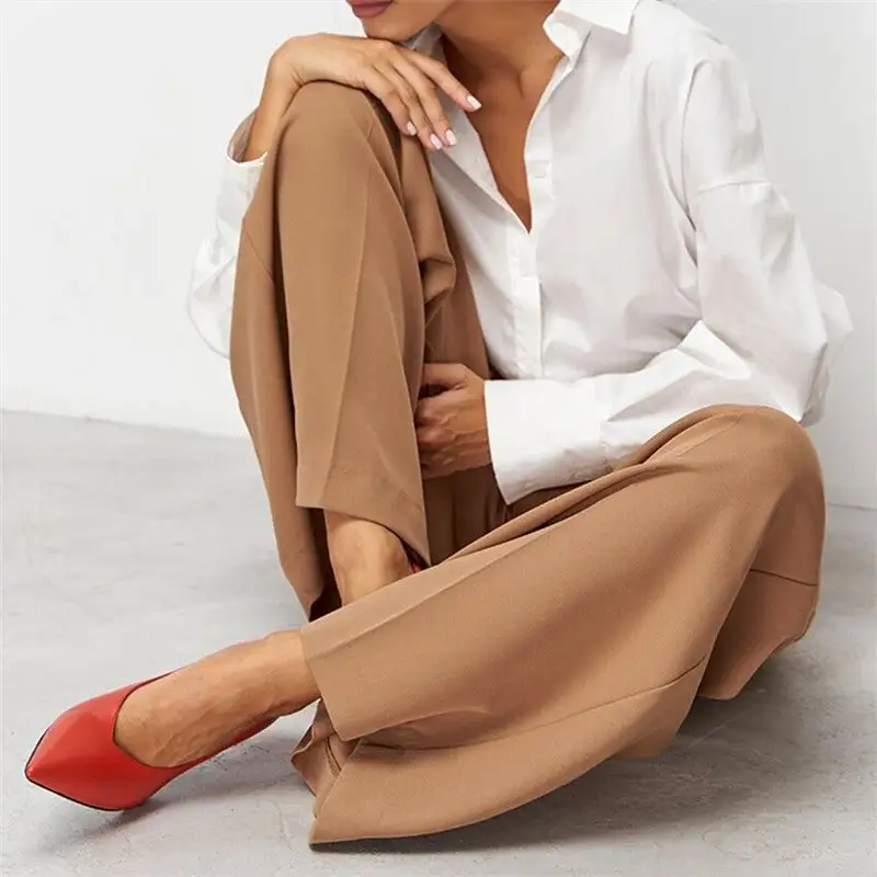 Women's High Waist Relaxed Fit Wide Leg Pants