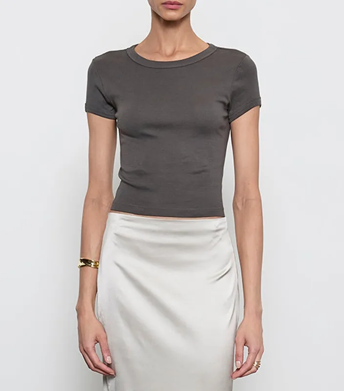 Baby Rib Cropped Tee Slate