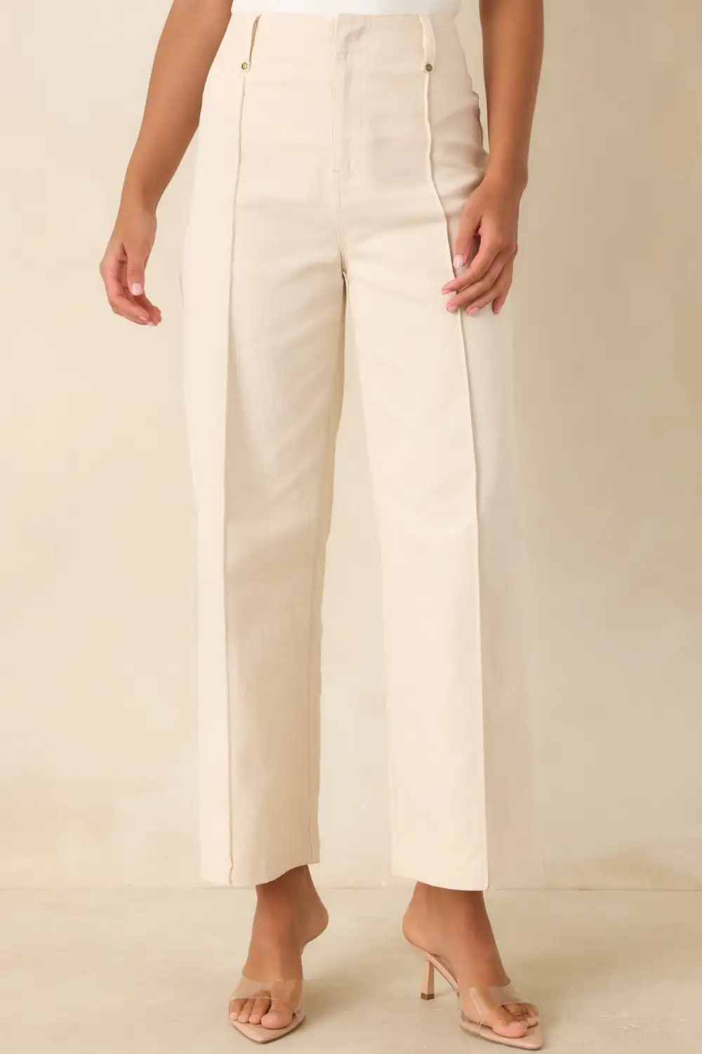 Cotton Cropped Wide Leg Pants