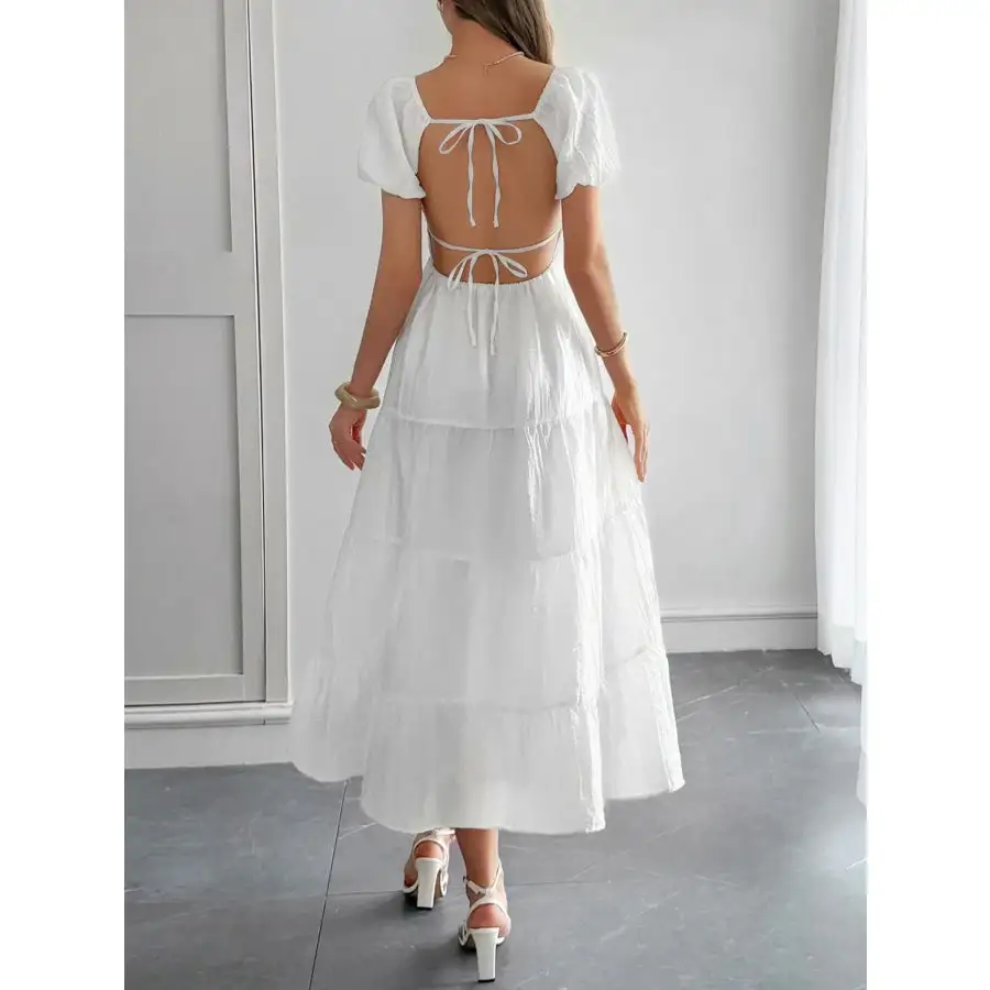 Dress V-Neck Short Sleeve Midi Dress