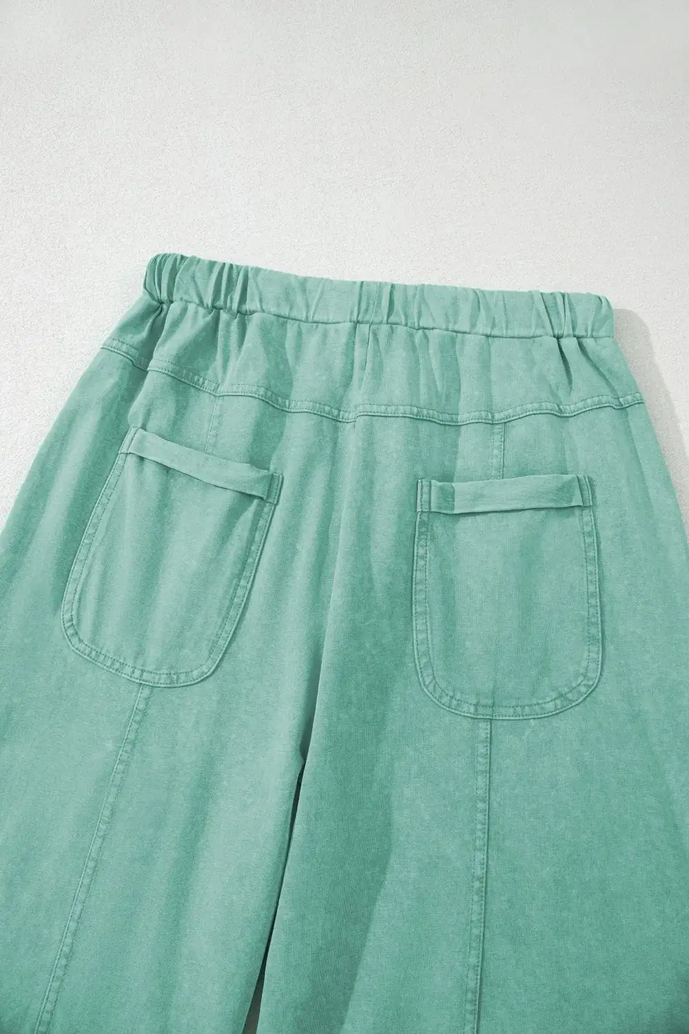 Mineral Wash Exposed Seam Drawstring High Waist Wide Leg Cargo Pants