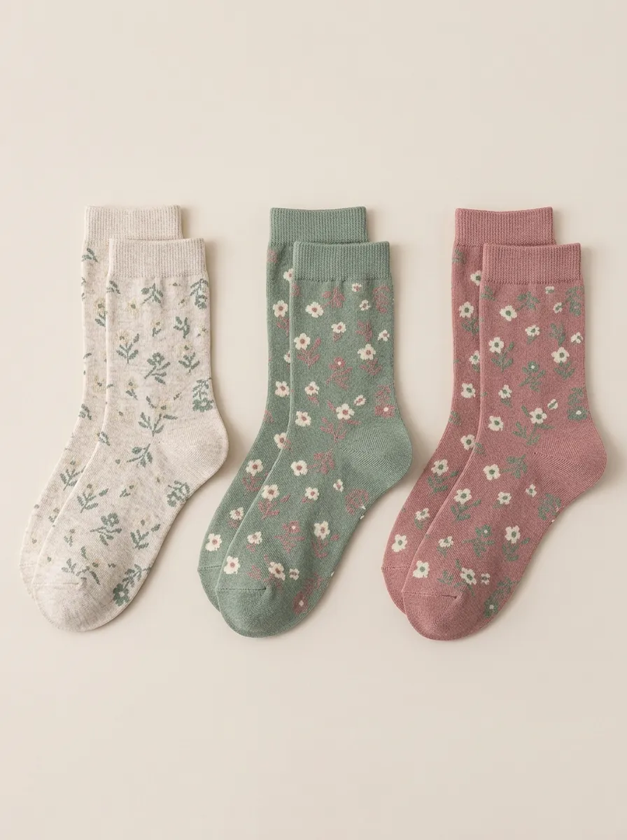 Women's Vintage Botanical Floral Crew Sock Set