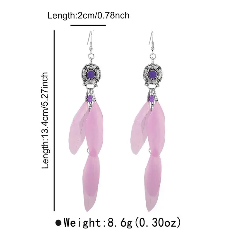 Feather Fringe Drop Earrings