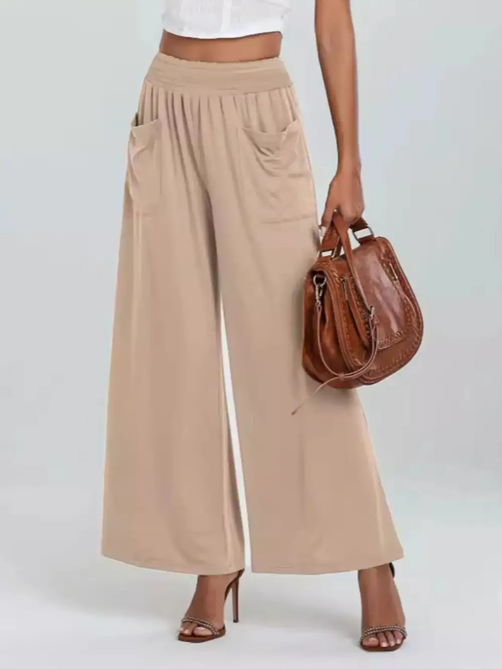 High Waist Pocketed Trousers