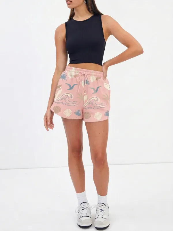 Women's Beach Lover Ocean Wave Seashell Printed Shorts
