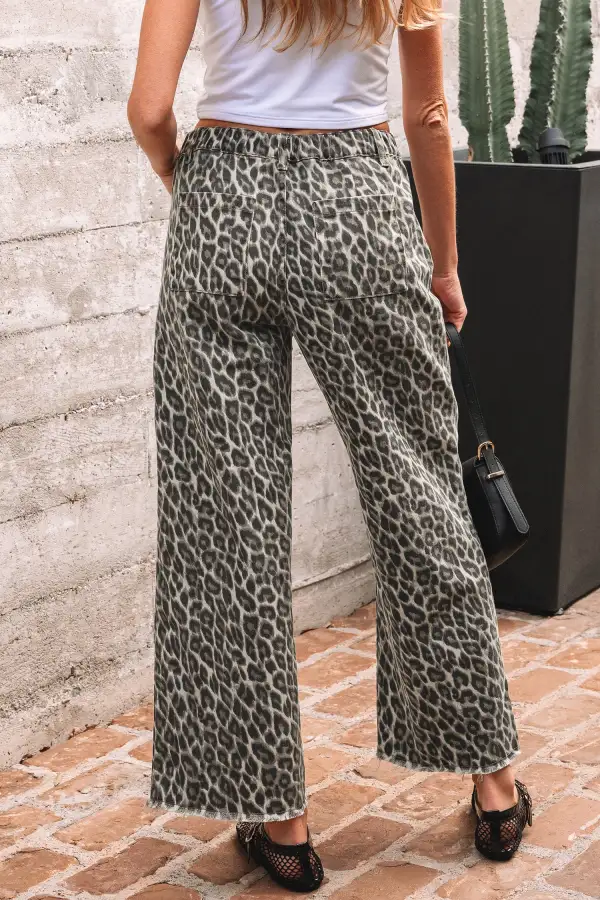 Women's Leopard Straight Loose Leg Jeans