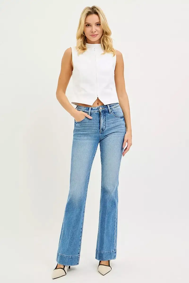 Denim Mid Rise Flared Pocketed Jeans