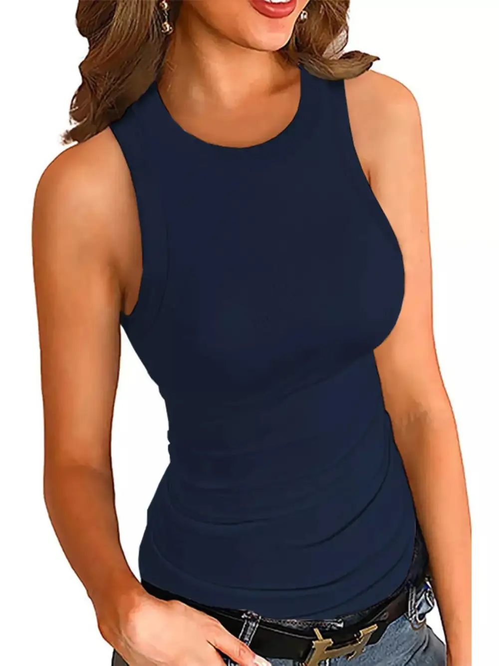 Full Size Ribbed Round Neck Tank Plus