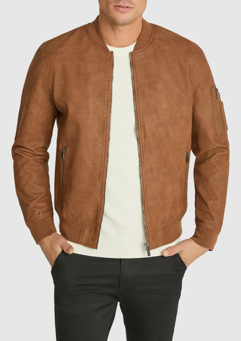 Classic Vintage Leather Slim Fit Tan Jacket