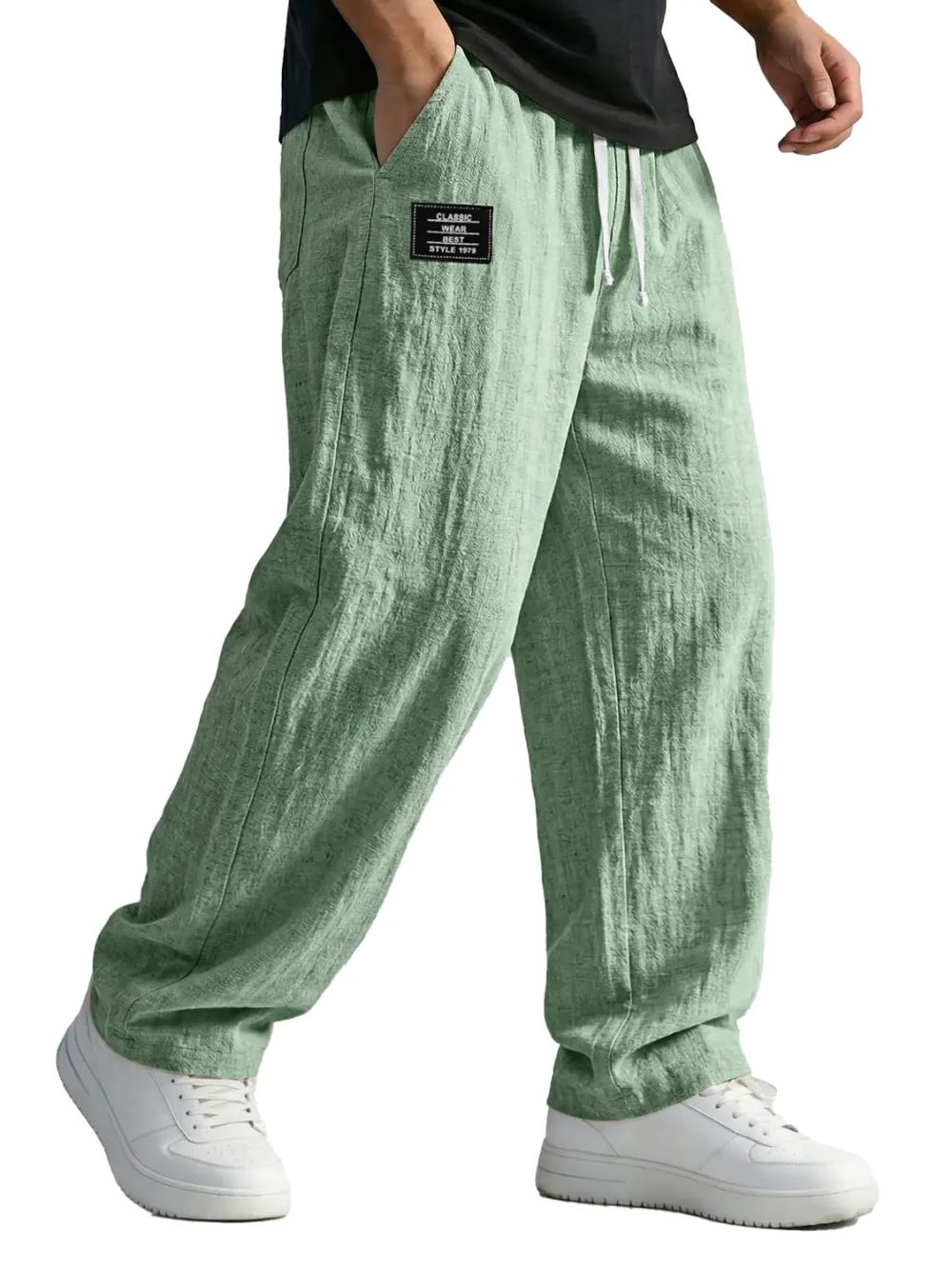 Cotton Linen Seamed Detail Trousers