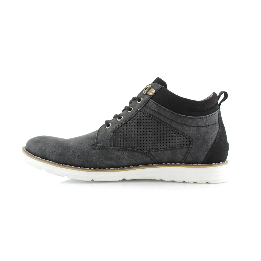 Structured Faux-Suede Suede Faux-Leather Chukka Boots