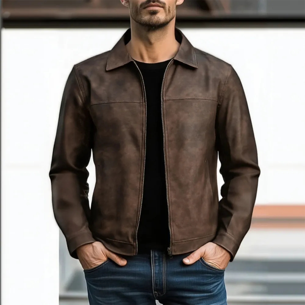 Leather Work Distressed Jacket