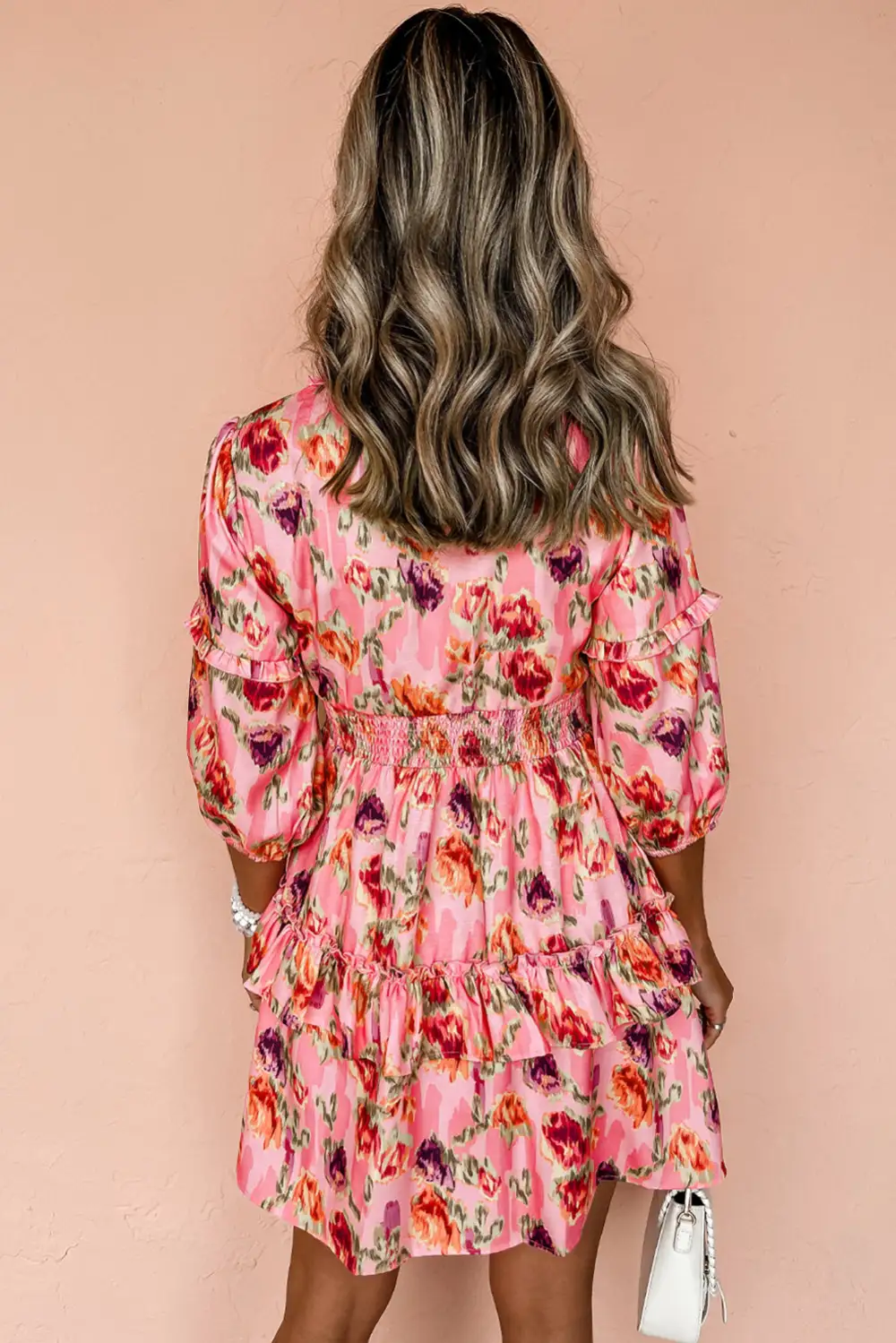 Abstract Print Smocked Mini Dress