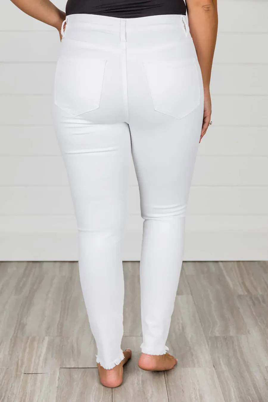 Elegant High Rise White Jeans