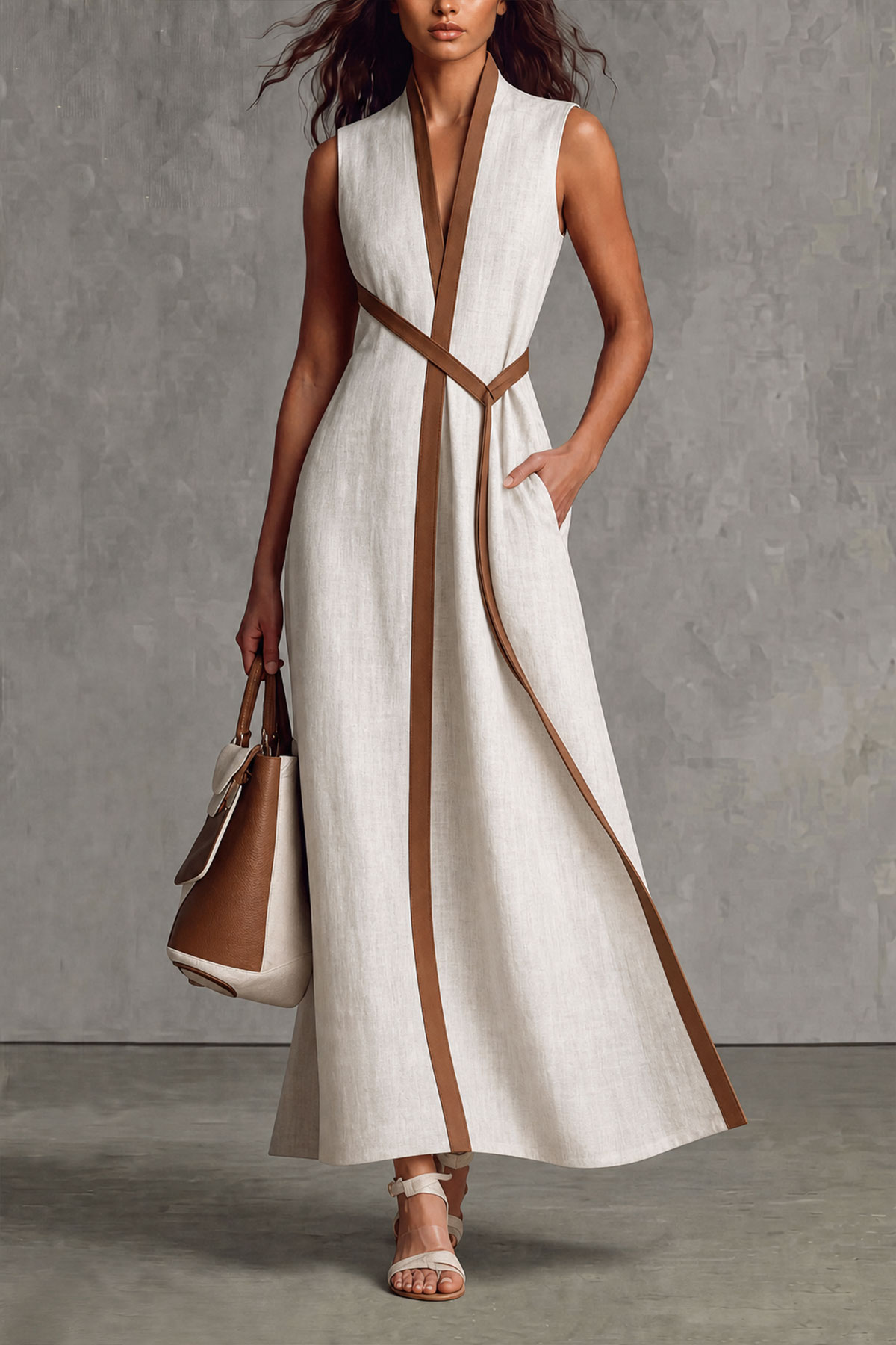 V Neck Maxi Dress