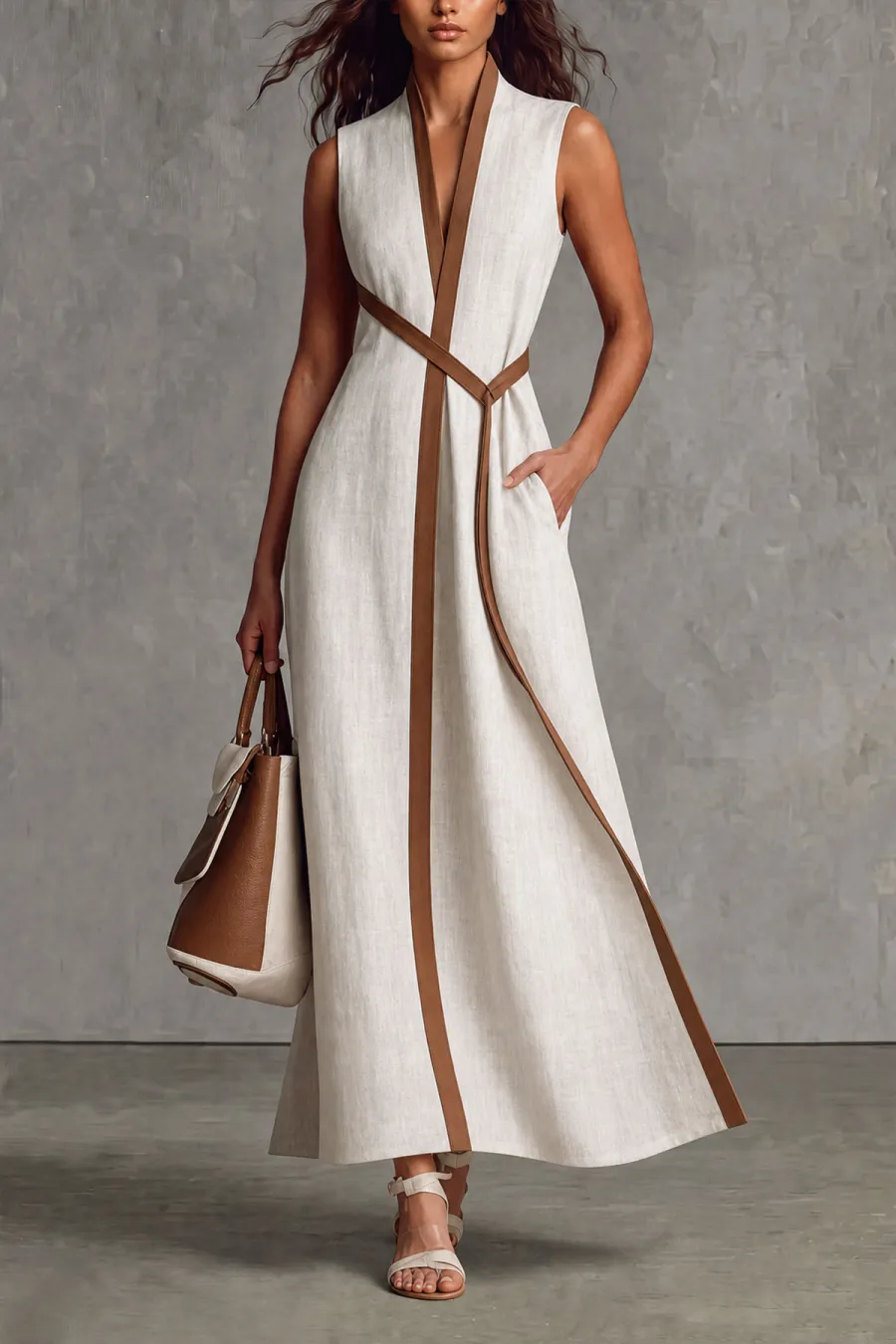 V Neck Maxi Dress