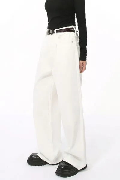 Pocket Round Neck Denim Jeans