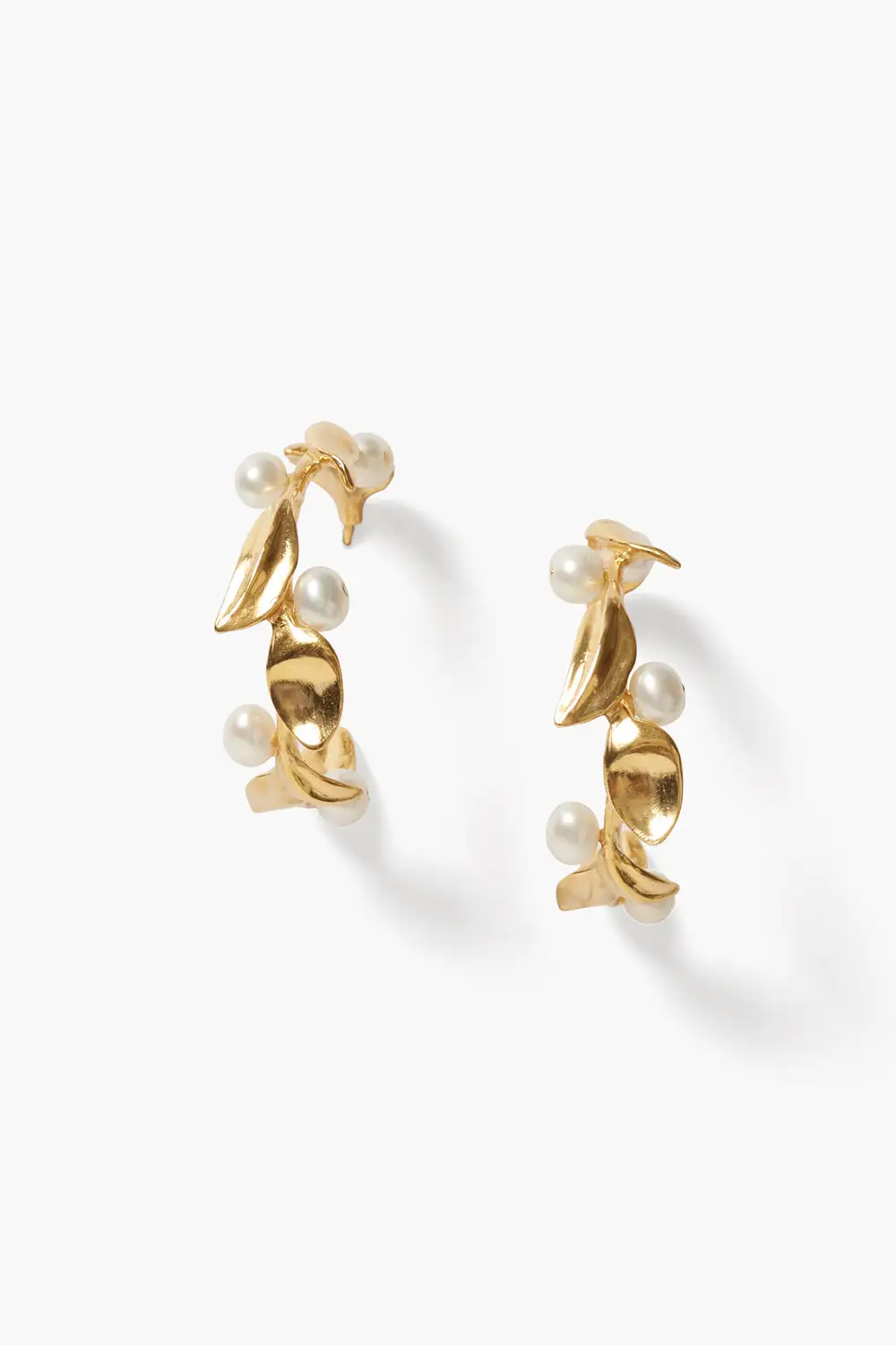 Refined Pearl Hoop Earrings