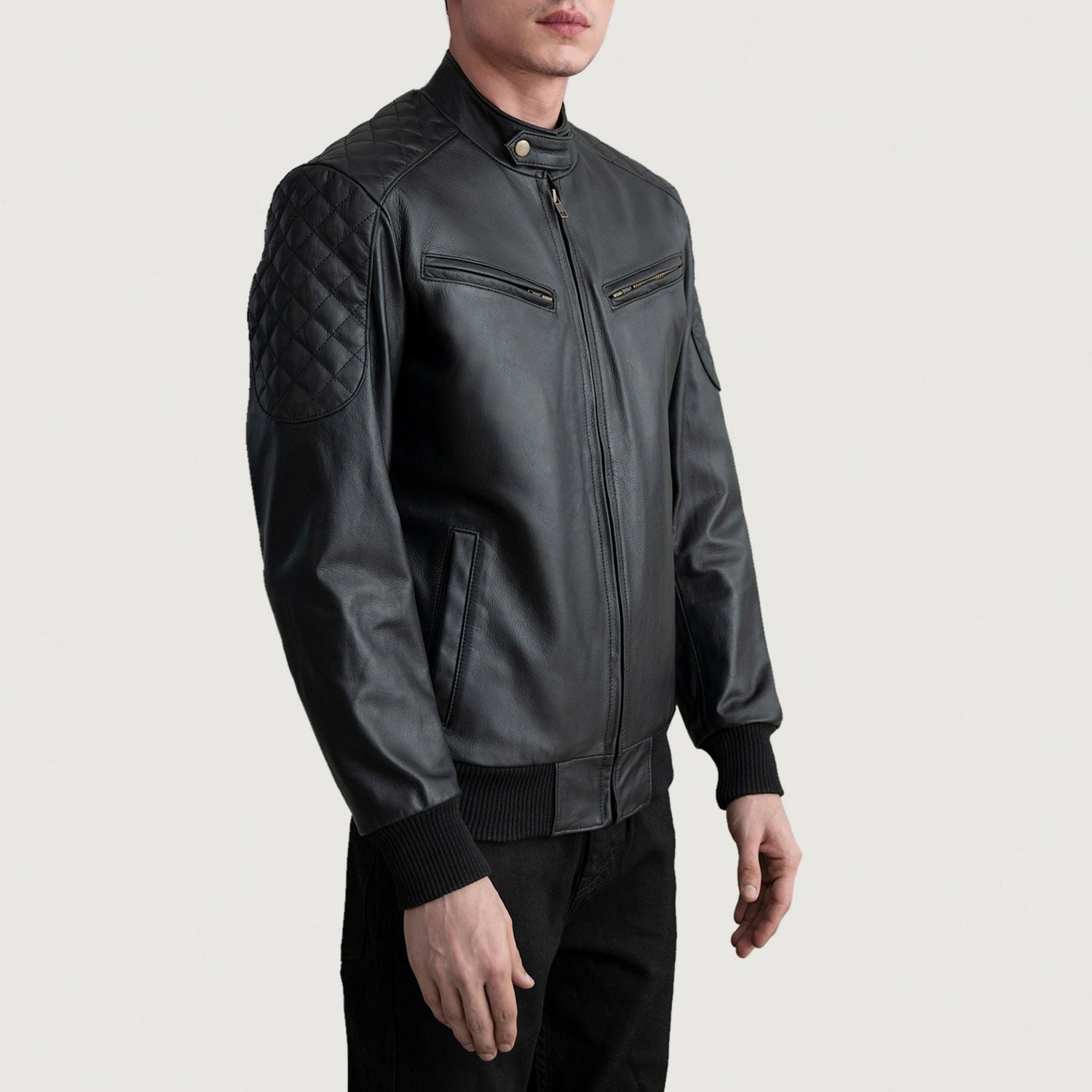Men's Classic Bomber Leather Jacket