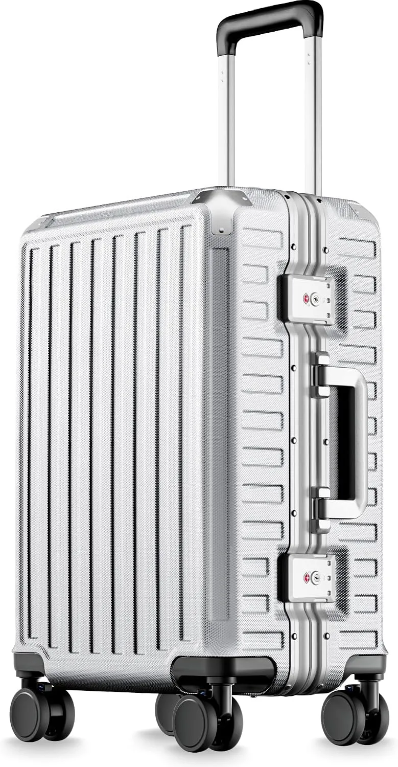 LUGGEX 28 Inch Zipperless Checked Luggage, Charcoal Metallic