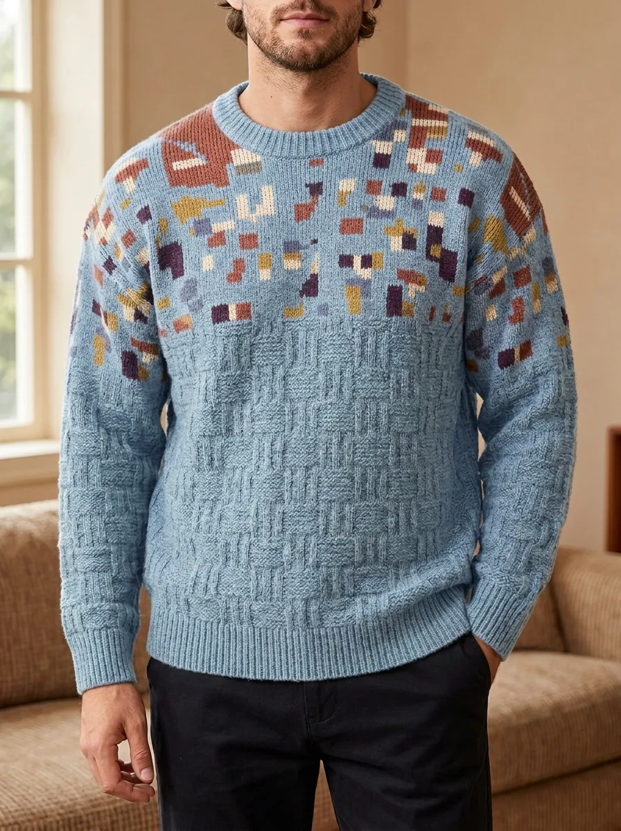 Men's Geometric Mosaic Sweater