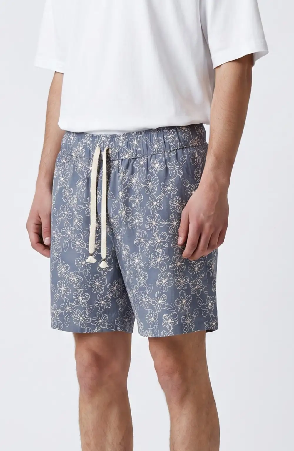 Men's Embroidered Woven Drawcord Shorts