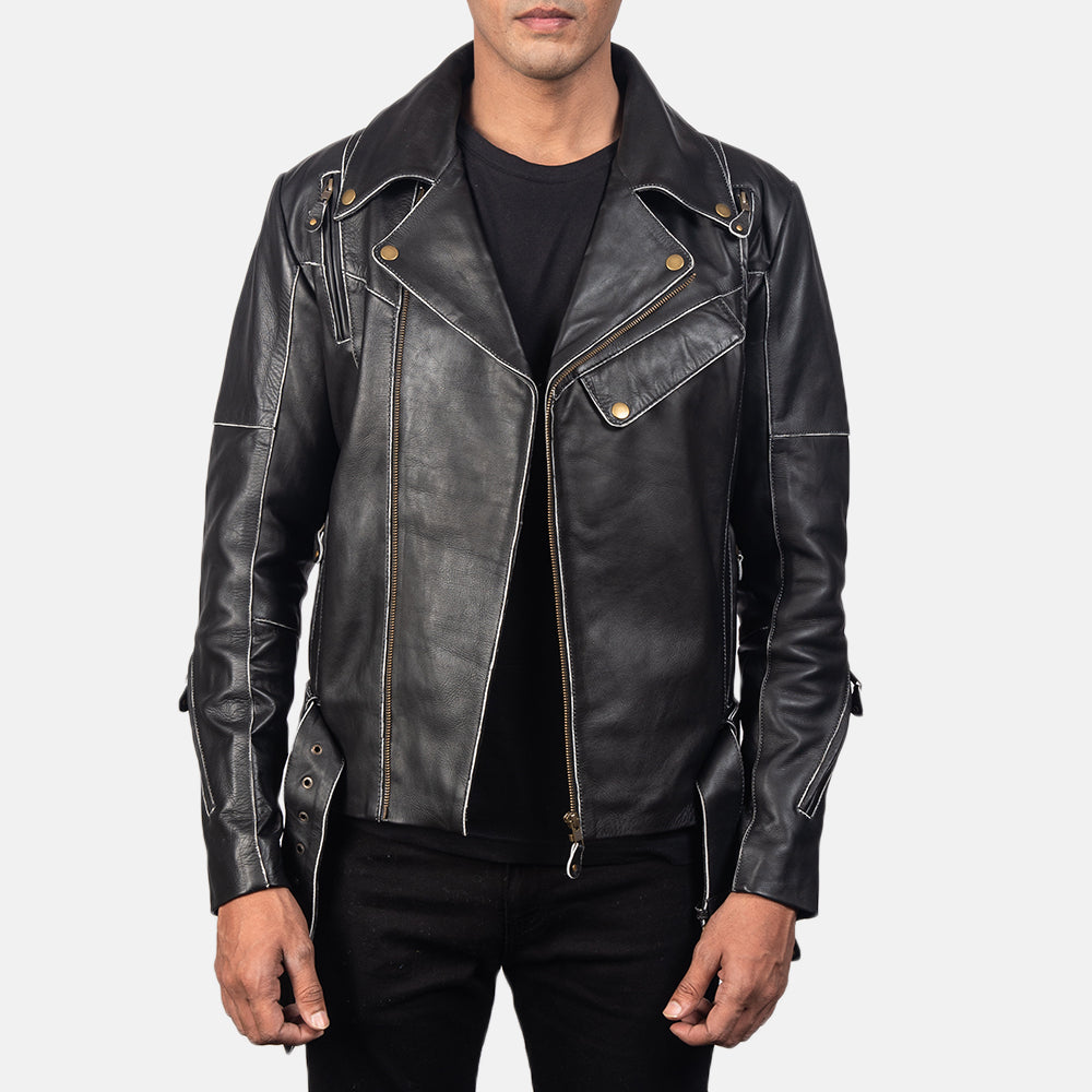 Men's Bold Profile Biker Leather Jacket