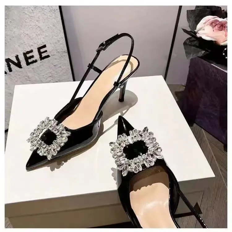 Rhinestone Detail Pointed Toe Sandals