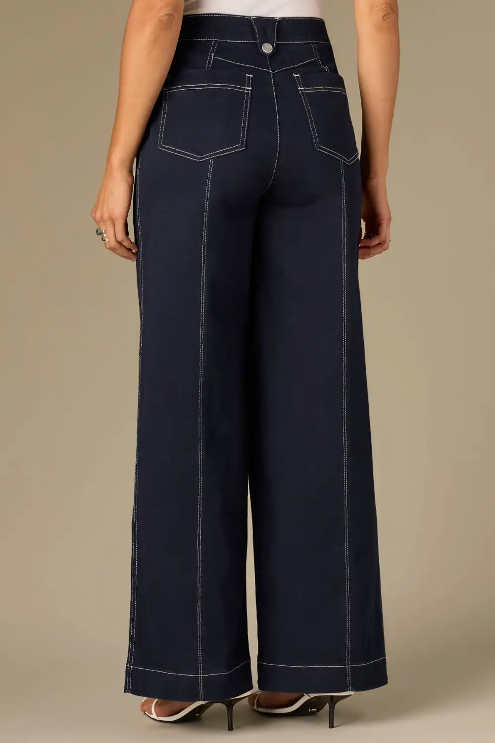 Button Fly Wide Leg Plus Size Pants