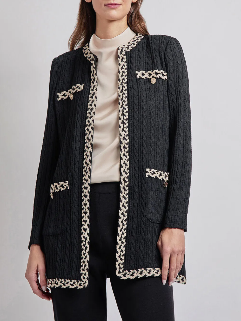 Contrast Colored Medium Length Knitwear
