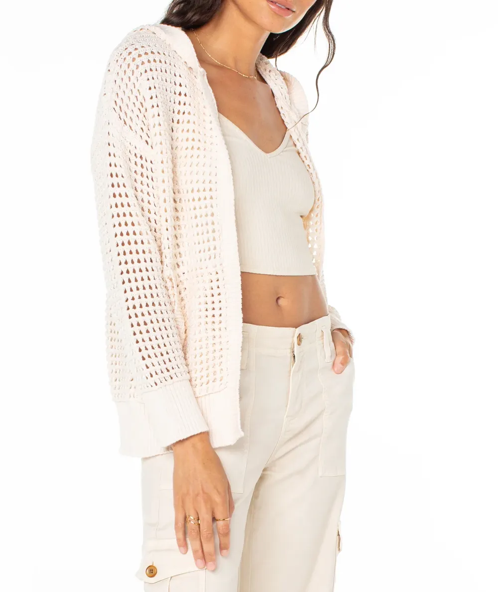 Open-Knit Hooded Sweater