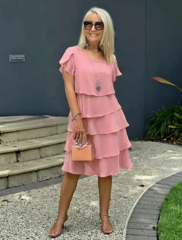  Layered Short Sleeve Dress