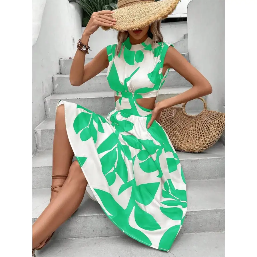 Cutout Cap Sleeve Midi Dress