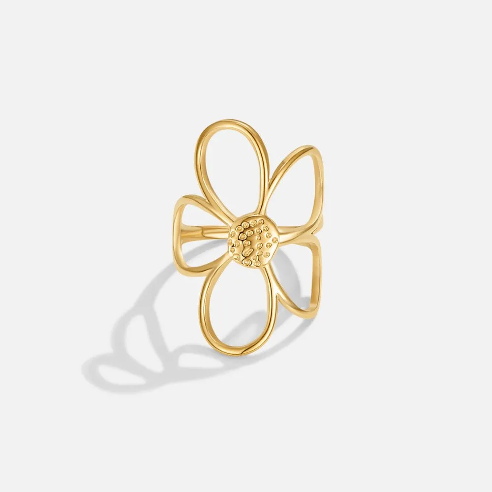 Minimal Floral Adjustable Ring