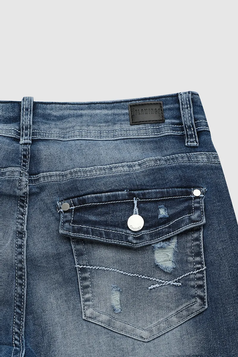 Washed Ripped Low Waist Crop Skinny Jeans