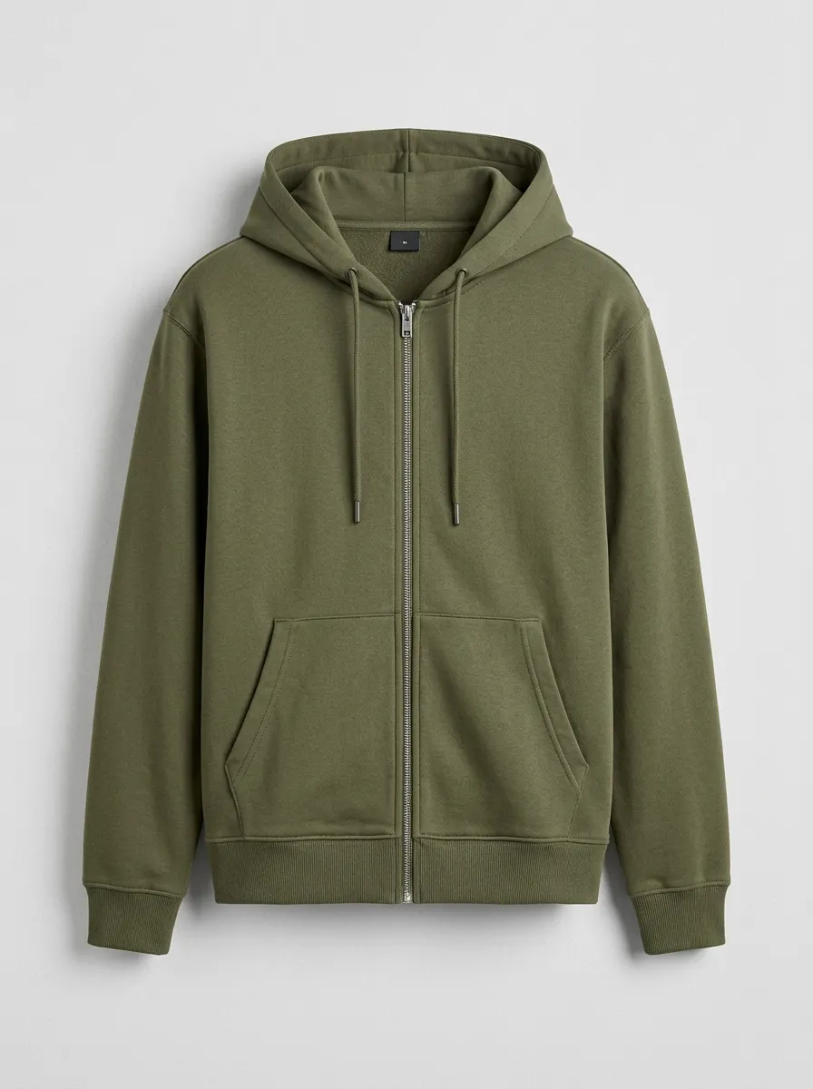 Modern Zip-Up Solid Daily Wear Men's Hoodie