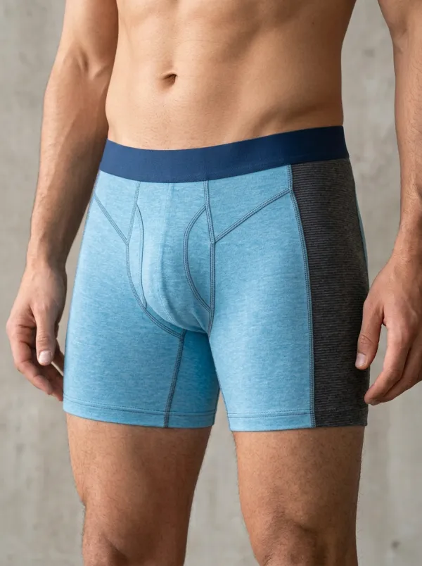 Men's Athletic Comfort Grey Striped Side Printed Boxer Briefs