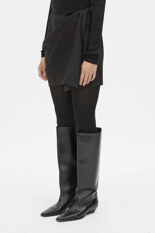Black Wrap Mini Skirt
